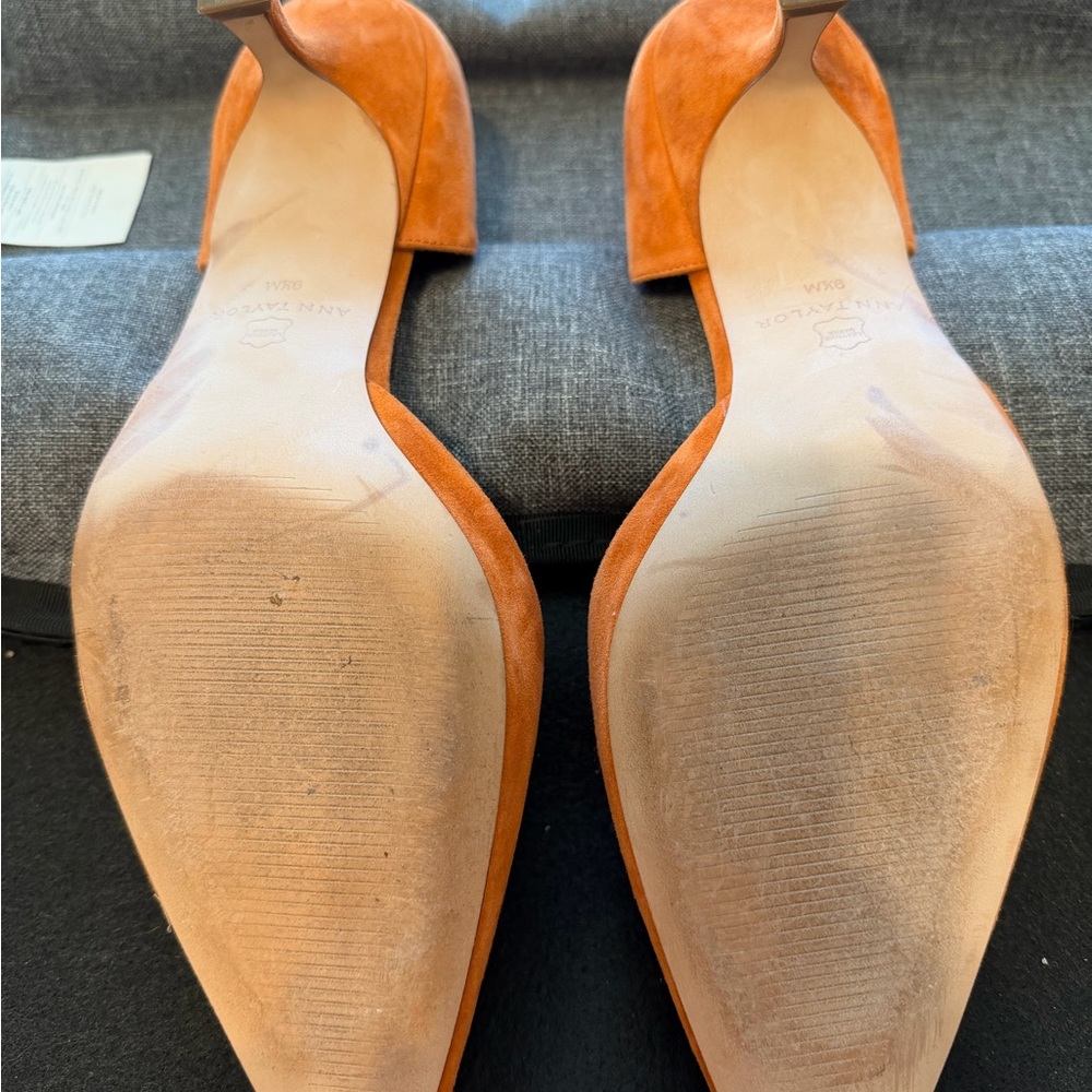 Ann Taylor Orange Suede Pointed D'Orsay Flats - Picture 3 of 7